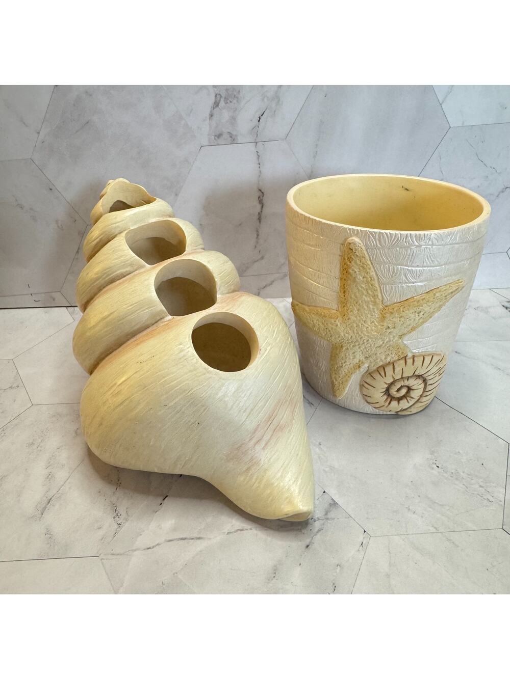 Seychelles Newport Toothbrush Holder & Bathroom Tumbler Nautilus Sea Shell Beach